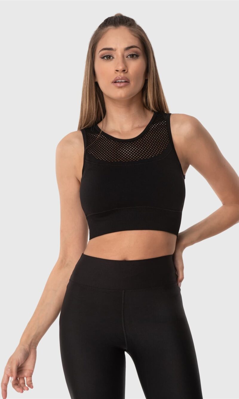 Дамско безшевно спортно бюстие Mesh Black