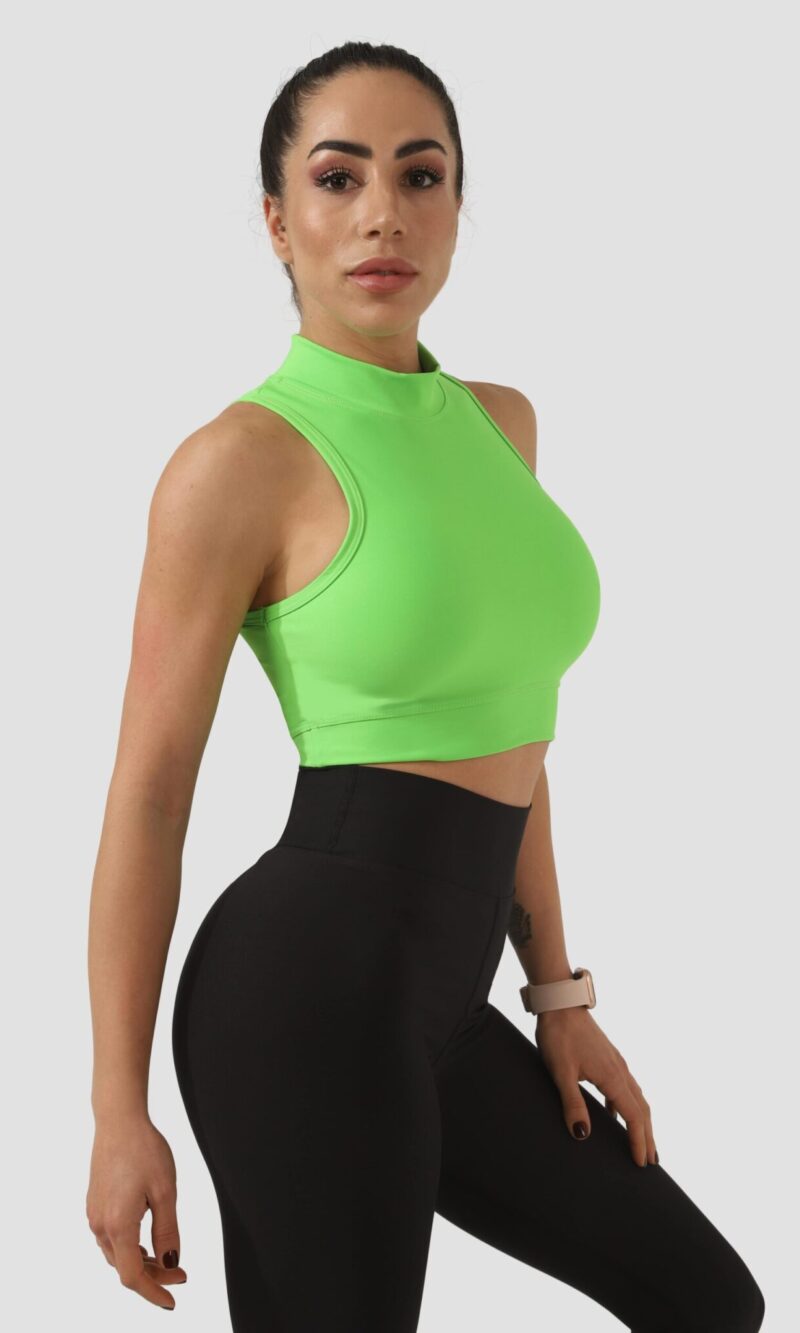 Дамско спортно бюстие High Neck Neon Green