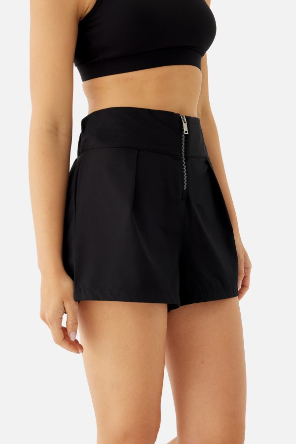 Дамски къси шорти с цип ZARA BLACK
