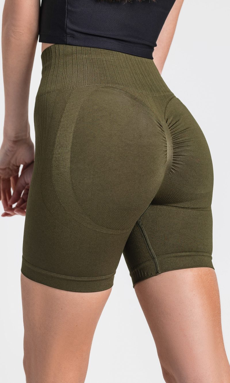 Къс безшевен спортен Scrunch Bum клин с повдигащ и оформящ ефект ELISA KHAKI