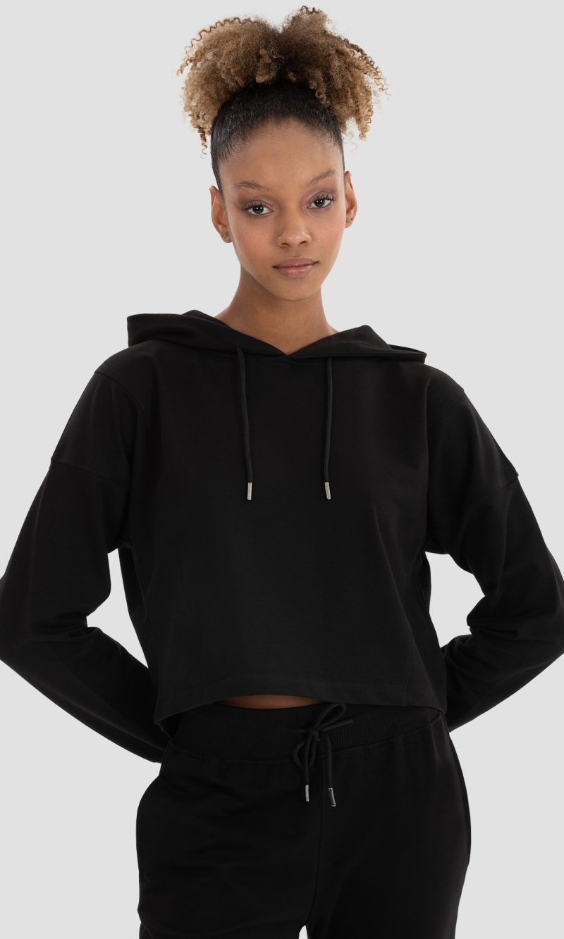Премиум OVERSIZE кроп худи INES BLACK