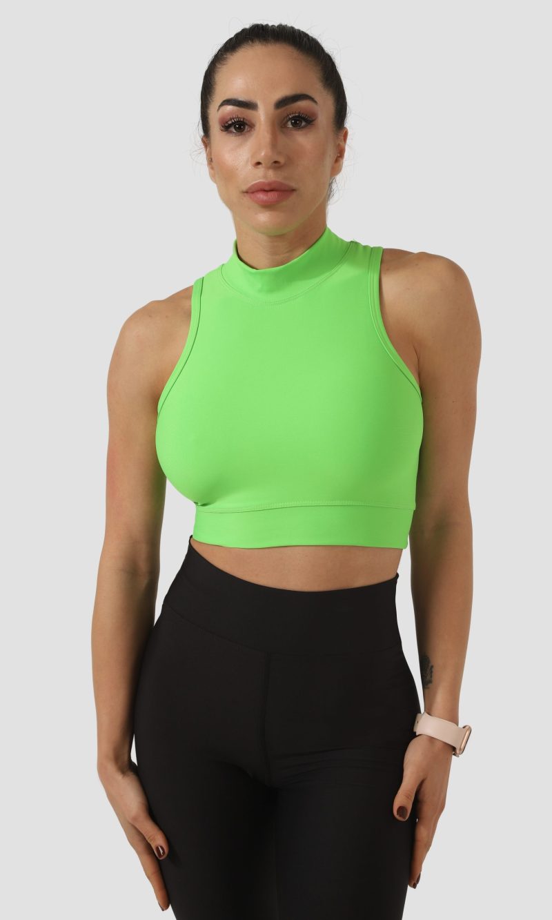 Спортно бюстие High neck Green
