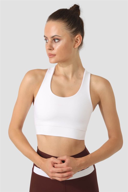 Спортно бюстие с кръстосан гръб CROSS WHITE